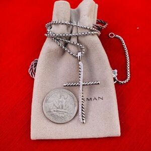 David Yurman 925 Sterling Silver Crucifix  Necklace